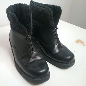 Totes Black All Weather Booties Faux Fur Lined